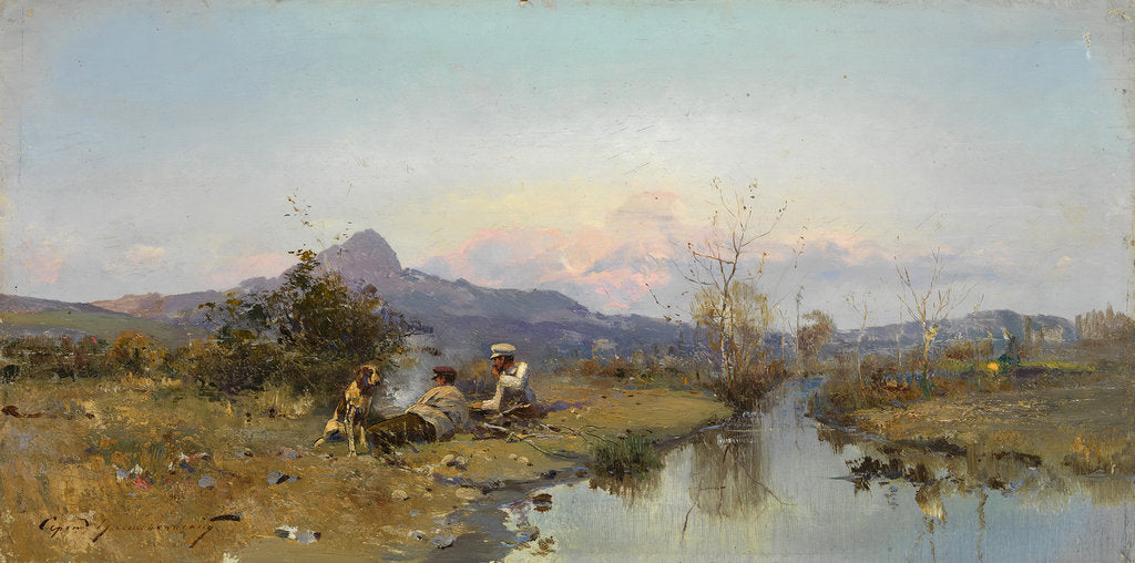 Detail of The Hunters at Rest by Sergei Ivanovich Vasilkovsky