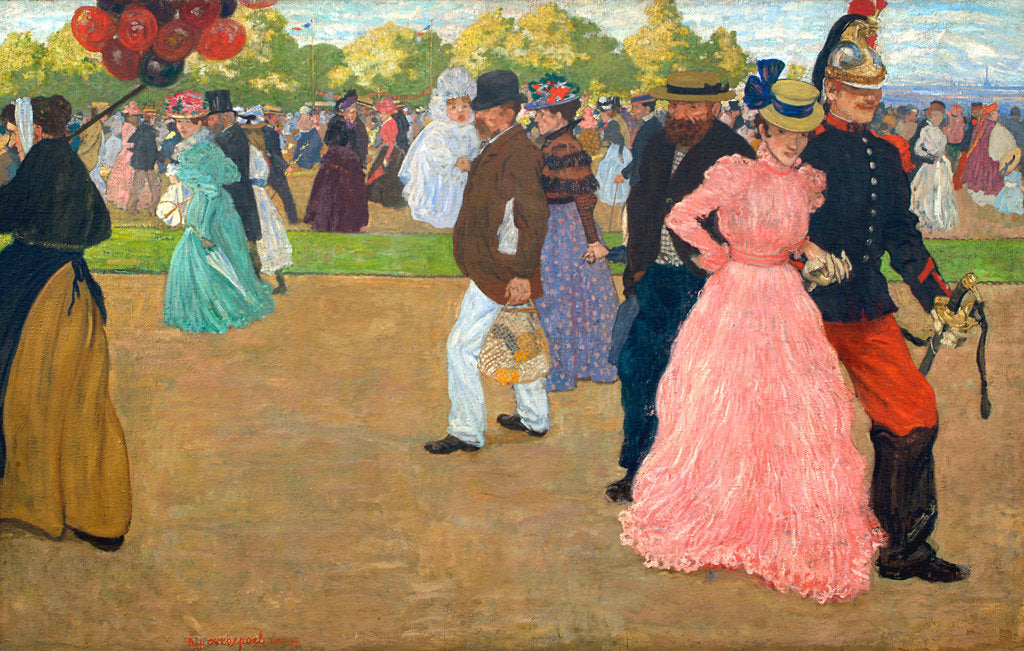 Detail of Sunday Stroll in the Bois de Boulogne by Henri Jacques Edouard Evenepoel