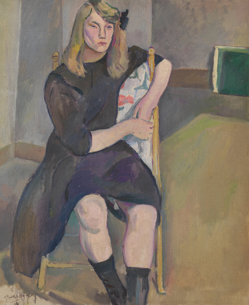 Detail of Seated Girl by Jules Pascin