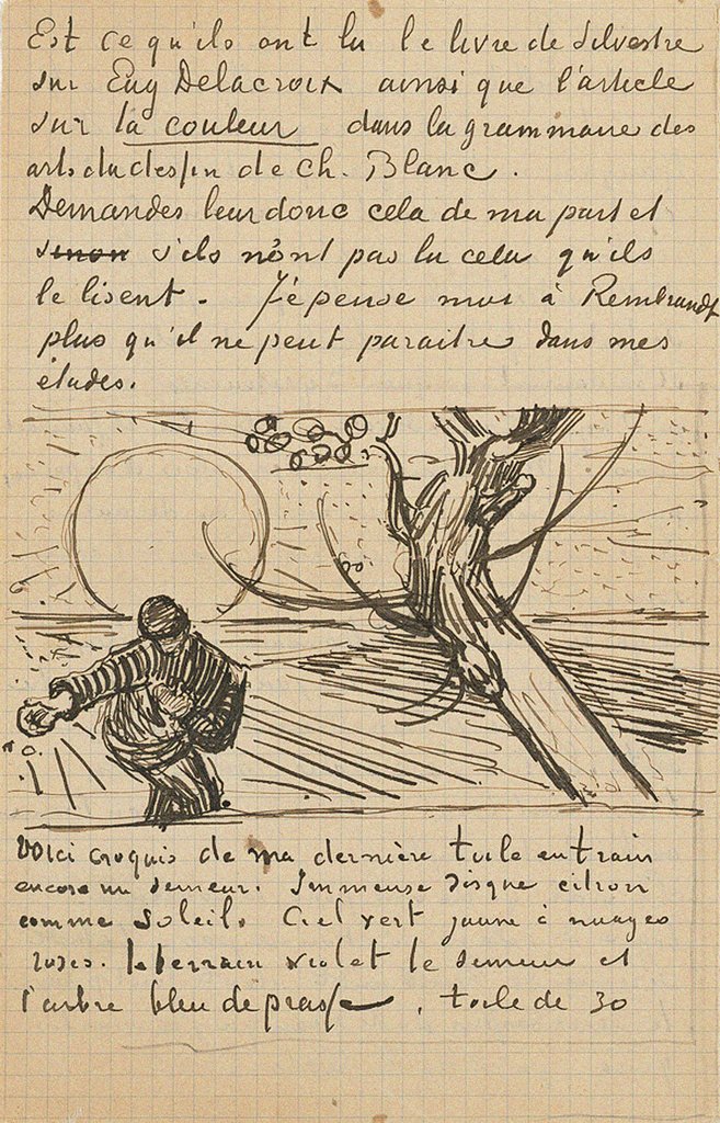 Detail of The Sower, Letter to Theo from Arles, c. 25 November 1888 by Vincent van Gogh