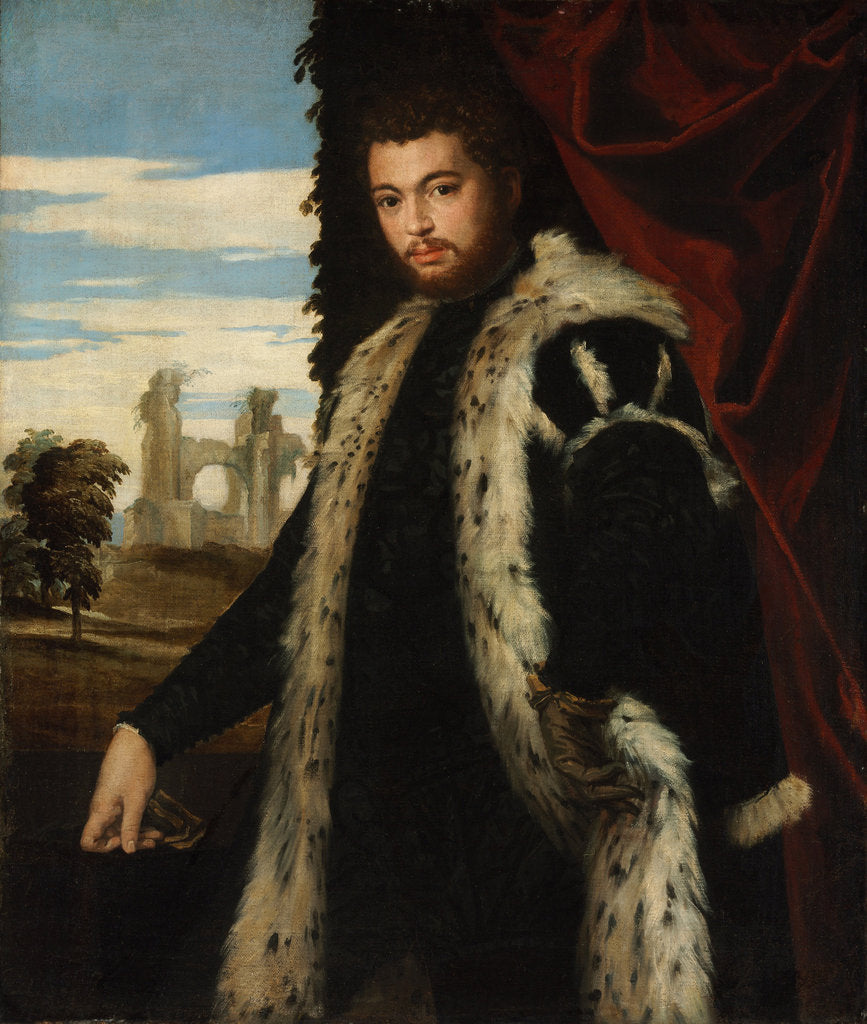Detail of Portrait of a Young Man Wearing Lynx Fur by Paolo Veronese