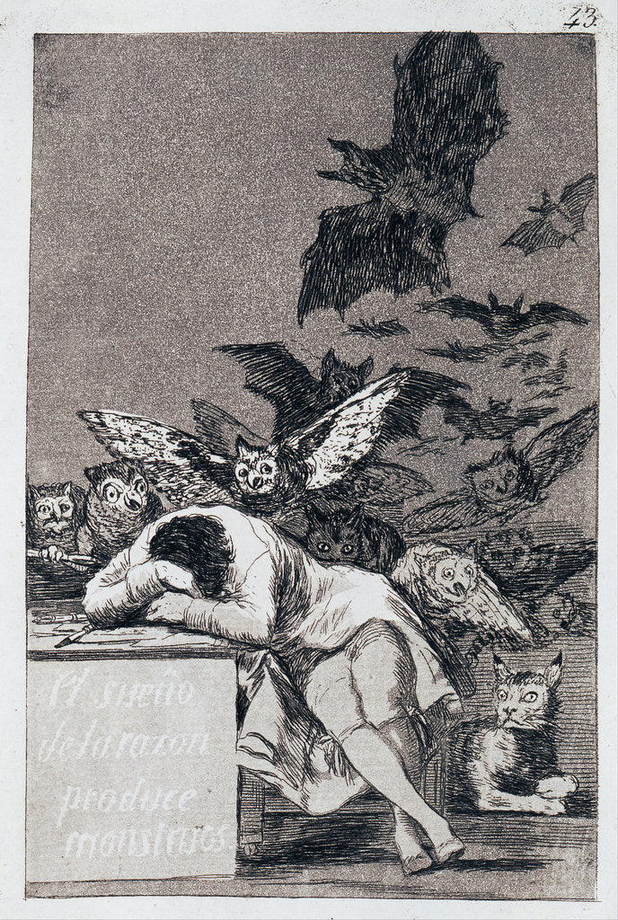 Detail of The Sleep of Reason Produces Monsters. (Capricho No 43) by Francisco de Goya