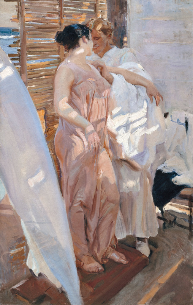 Detail of The Pink Robe. After the Bath by Joaquín Sorolla y Bastida