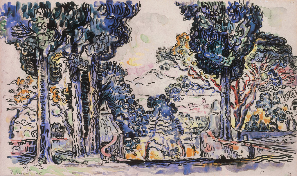 Detail of Cypresses in Sainte-Anne (SaintTropez) by Paul Signac