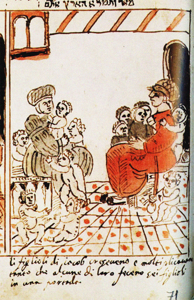 Detail of The multiplication of the Israelites in Egypt. The Codex Choumach (Picture Pentateuch of Moses dal C by Moise Del Castellazzo