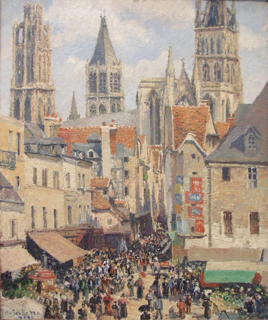 Detail of Rue de lÉpicerie, Rouen by Camille Pissarro