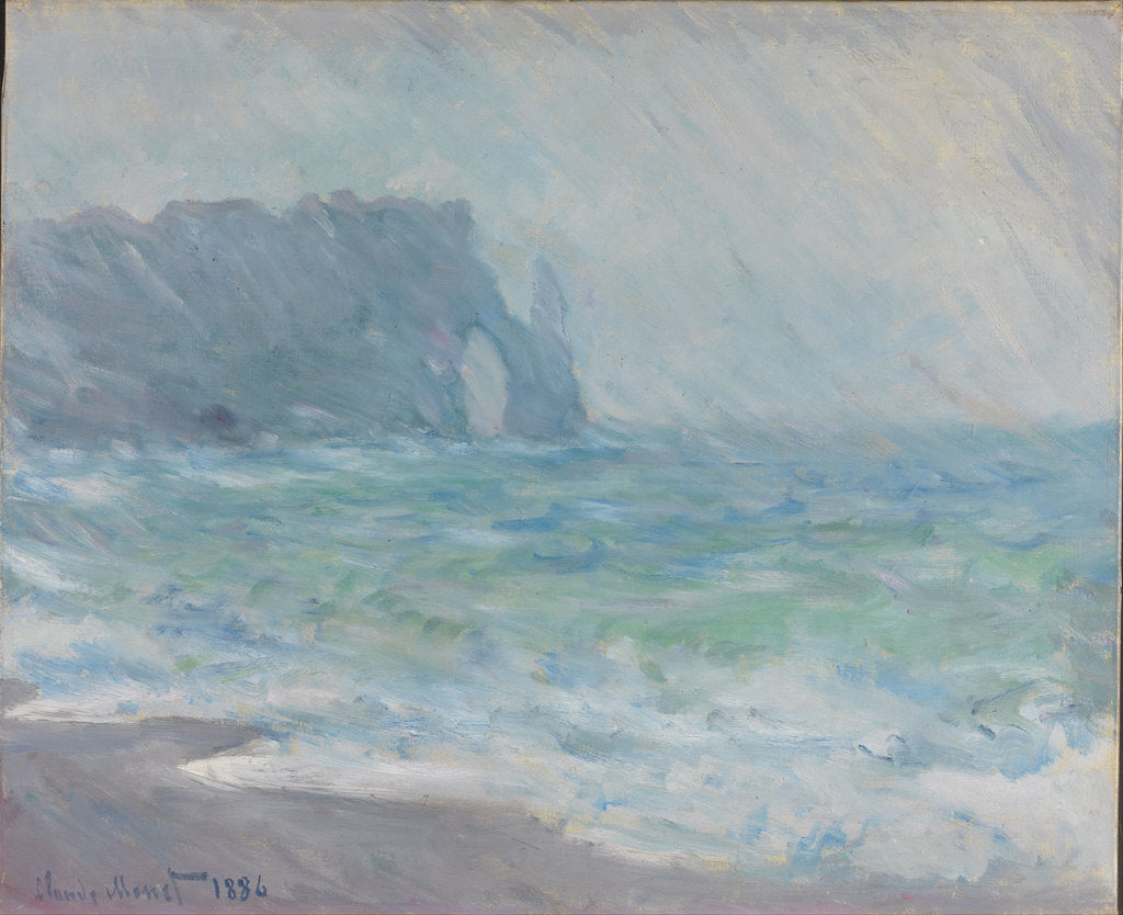 Detail of Rain in Étretat by Claude Monet
