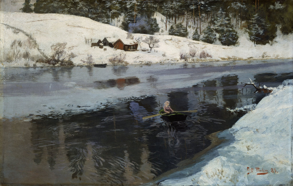 Detail of Winter at the River Simoa by Fritz Thaulov