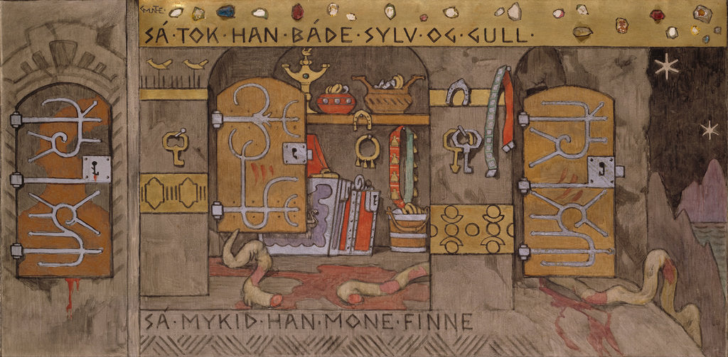 Detail of Åsmund bringing Home Silver and Gold by Gerhard Munthe