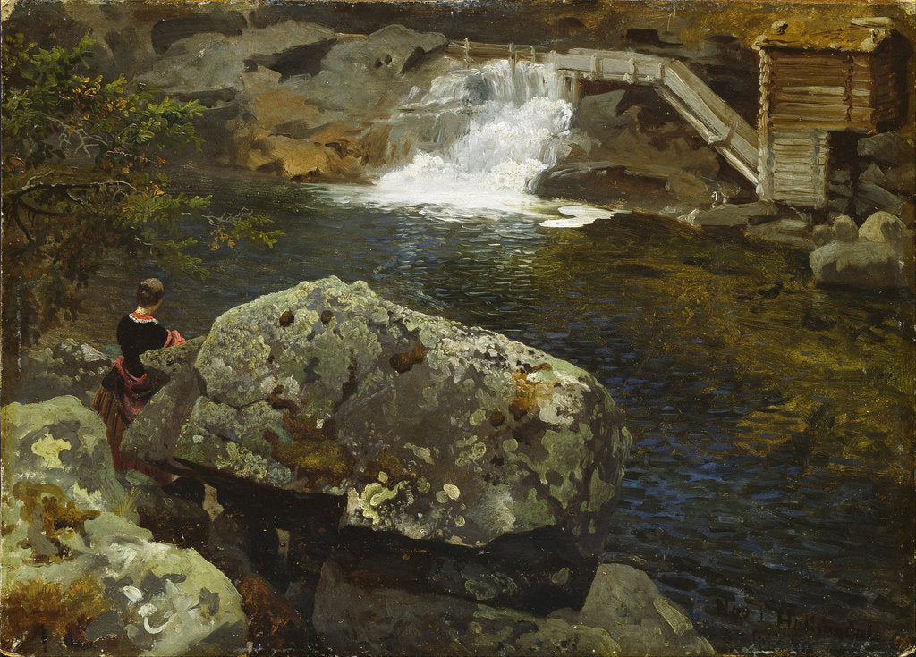 Detail of By the Mill Pond by Hans Gude