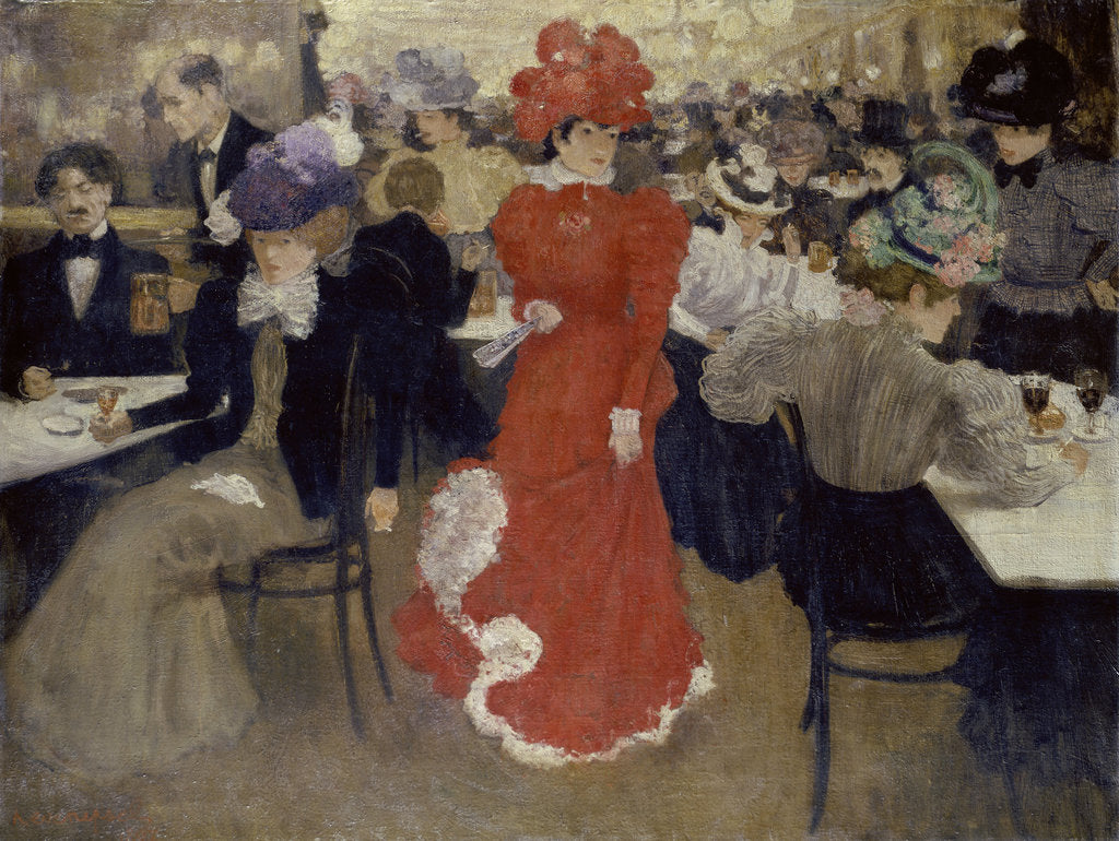 Detail of In the Café dHarcourt at Paris by Henri Jacques Edouard Evenepoel