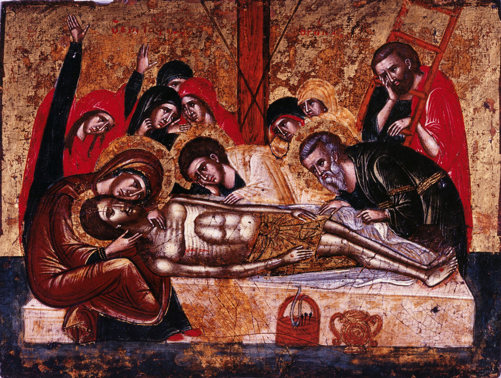 Detail of The Descent from the Cross by Greek icon