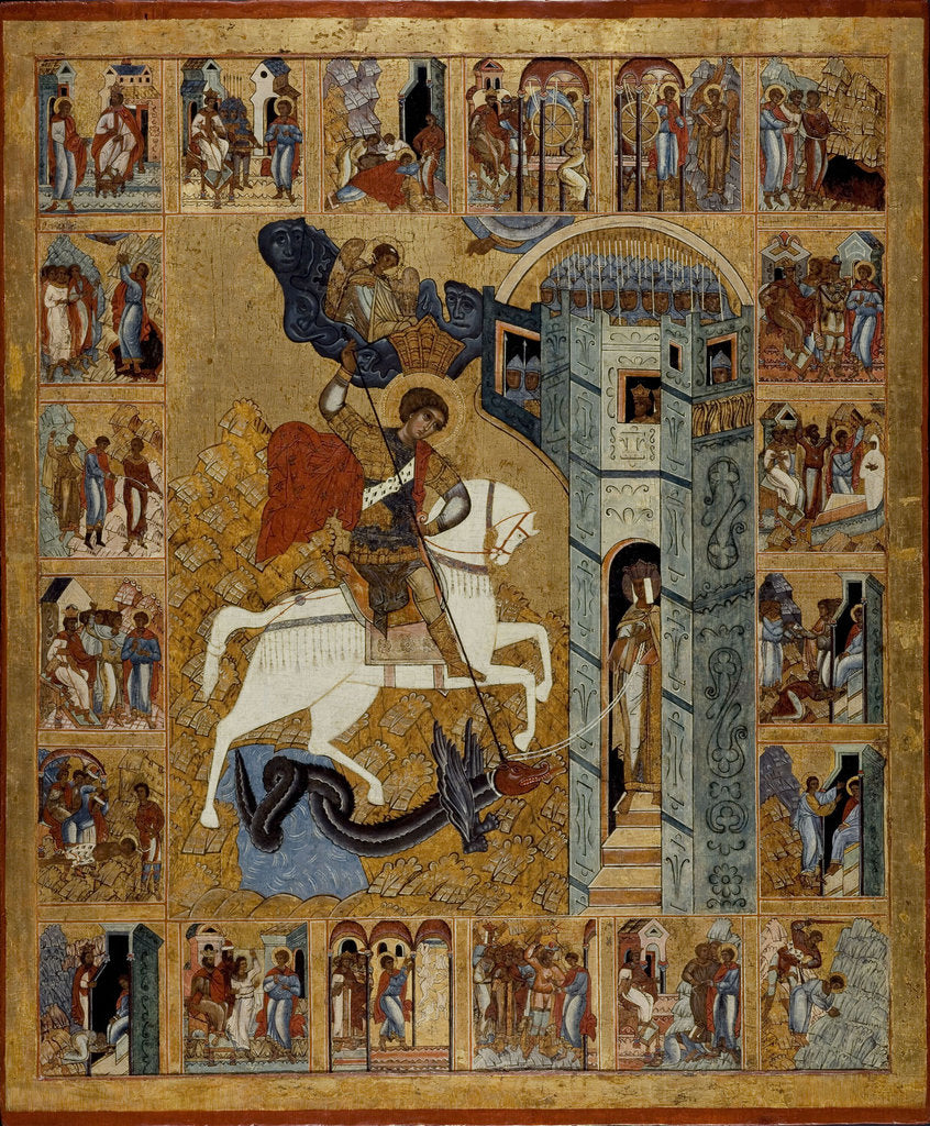 Detail of Saint George with Scenes from His Life by Russian icon