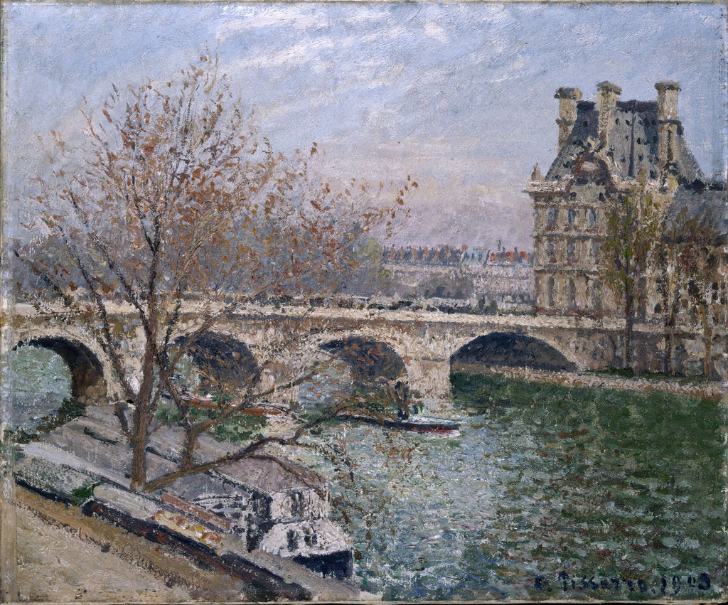 Detail of Le Pont Royal and Pavillon de Flore by Camille Pissarro