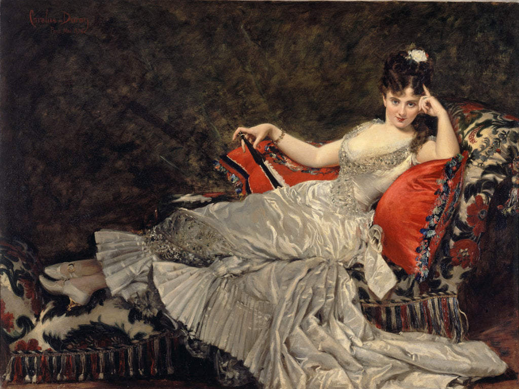 Detail of Portrait of Mademoiselle de Lancey by Charles Émile Auguste Carolus-Duran