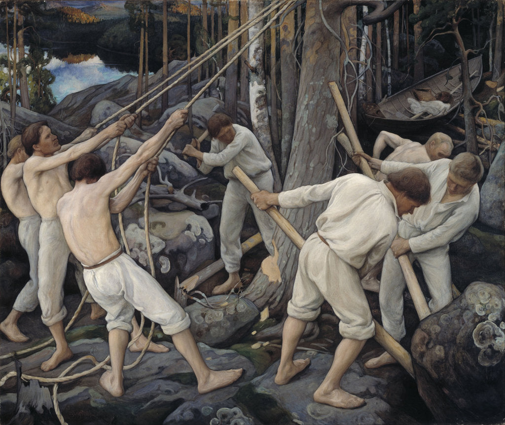 Detail of Pioneers in Karelia by Pekka Halonen