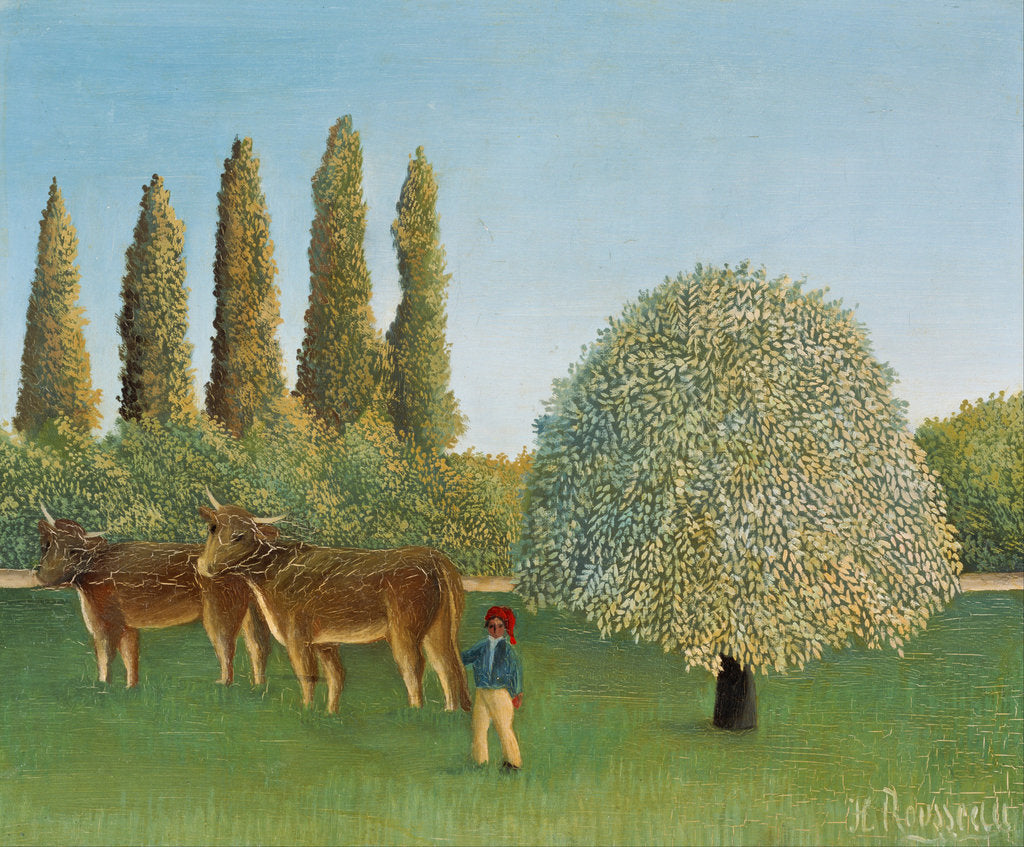Detail of Meadowland (The Pasture) by Henri Julien Félix Rousseau