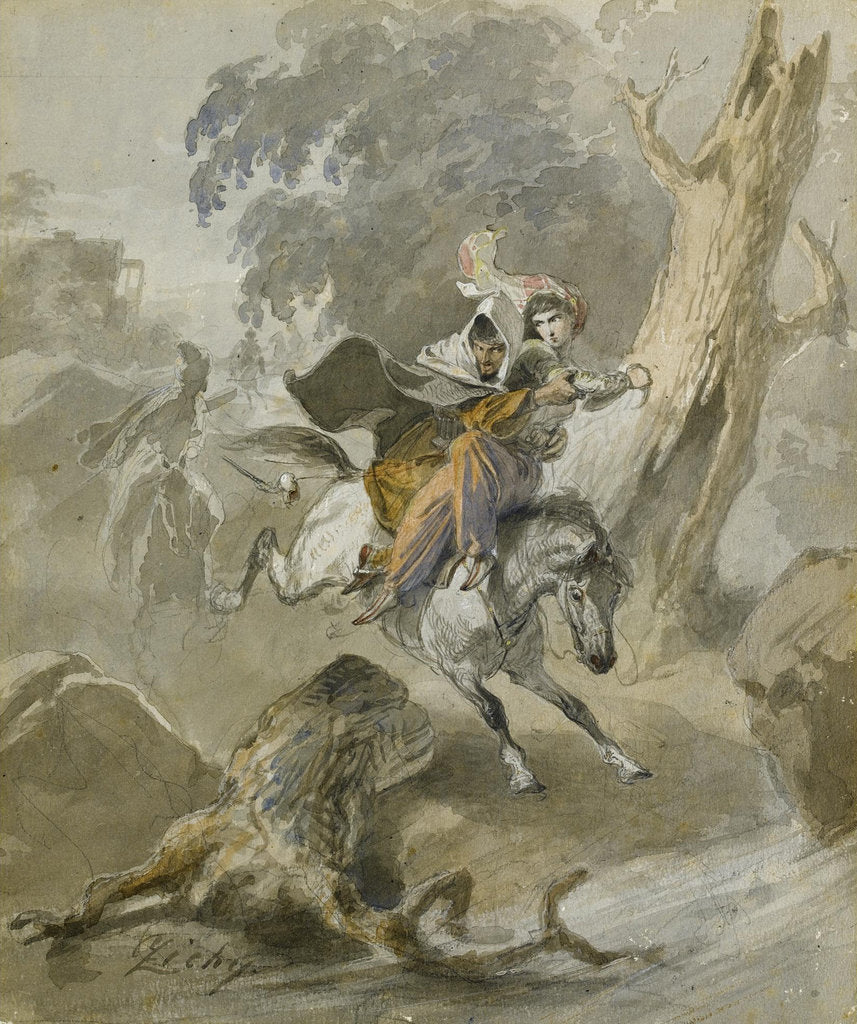 Detail of The Kidnap by Mihály Zichy