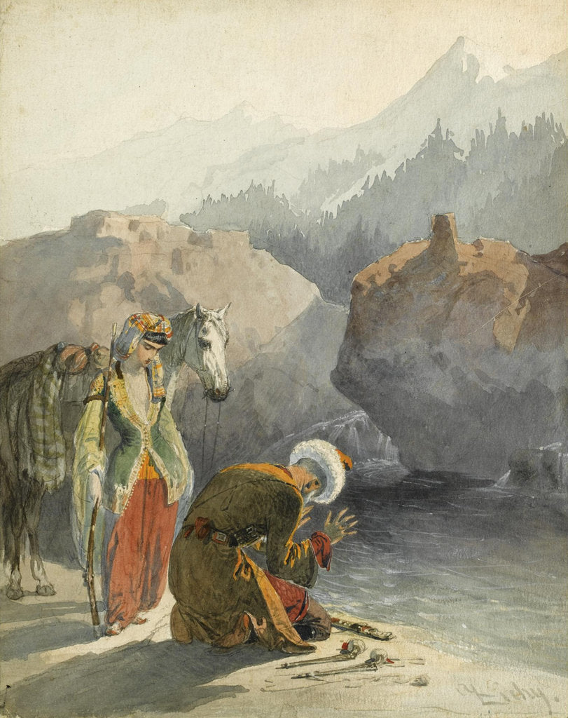 Detail of The prayer by Mihály Zichy