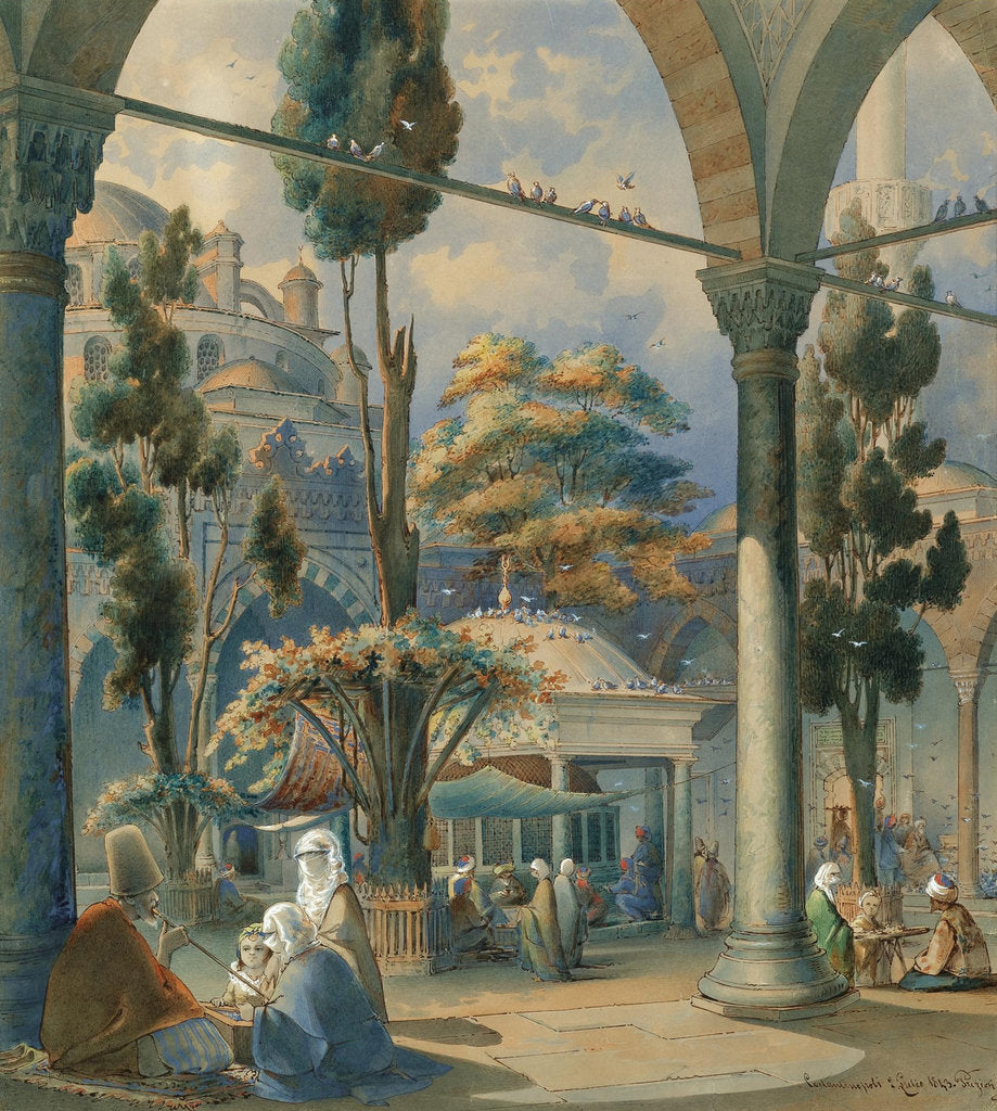Detail of Courtyard of the Sultan Bayezid Mosque in Constantinople by Amedeo Preziosi