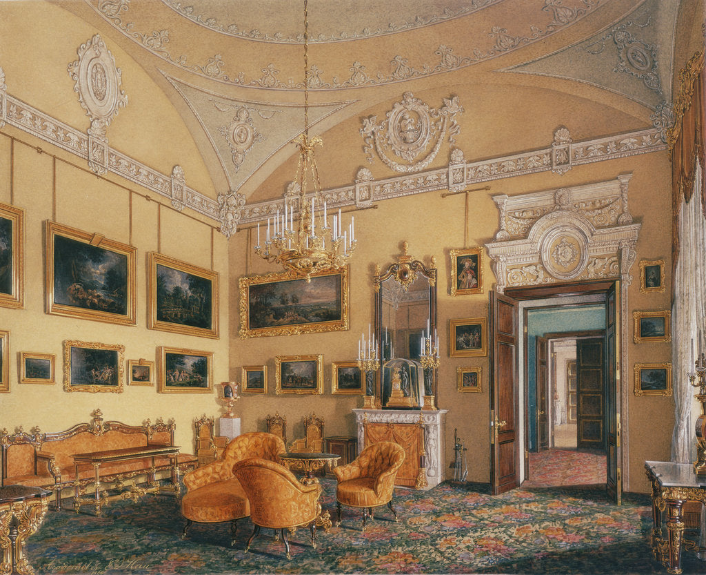 Detail of Interiors of the Winter Palace. The First Reserved Apartment. The Drawing-Room of Duke Maximilian Le by Eduard Hau