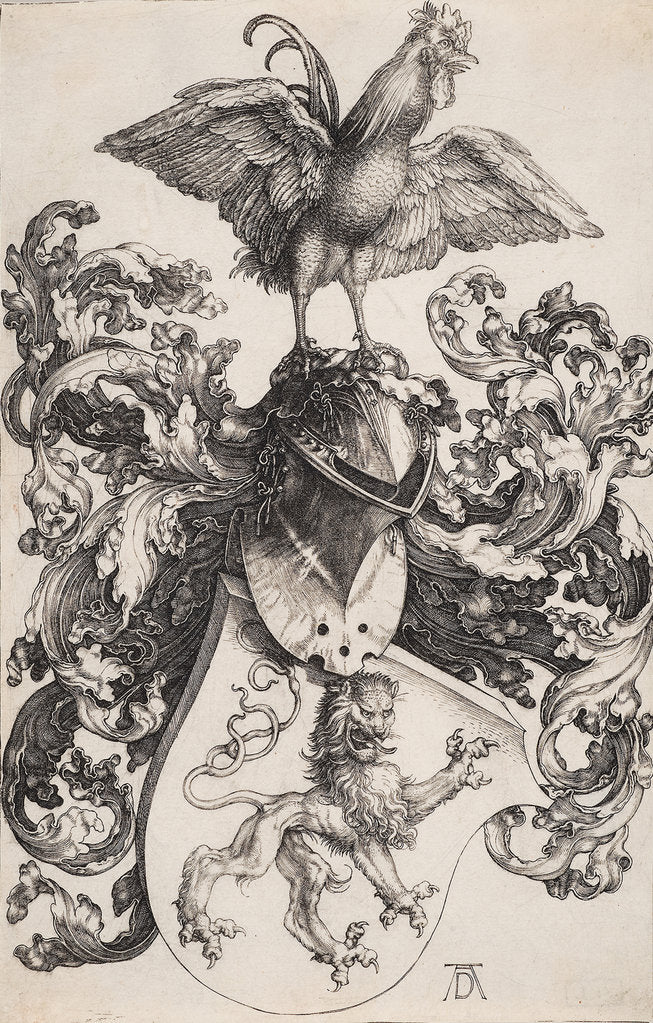 Detail of Coat of Arms with a Lion and a Cock by Albrecht Dürer
