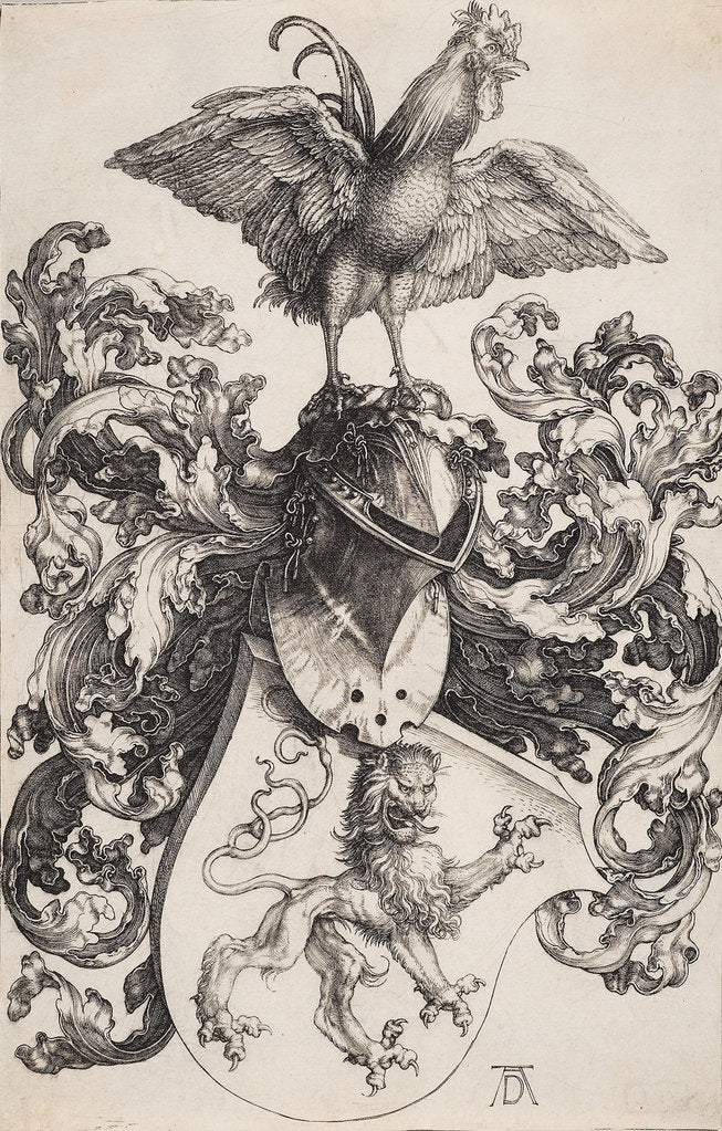Detail of Coat of Arms with a Lion and a Cock by Albrecht Dürer