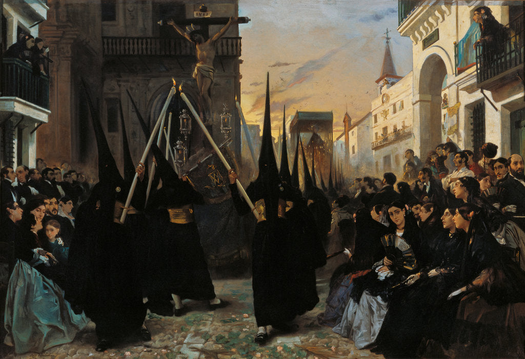 Detail of A Procession along Calle Génova by Alfred Dehodencq