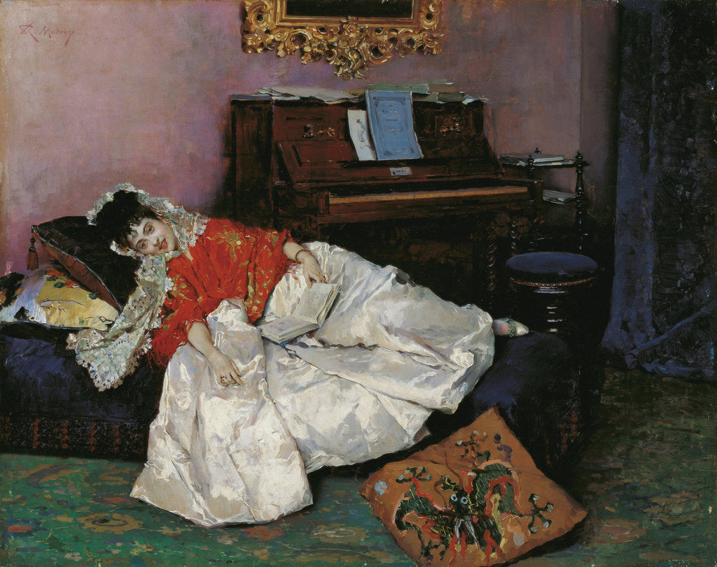 Detail of The Reading (Aline Masson) by Raimundo de Madrazo y Garreta