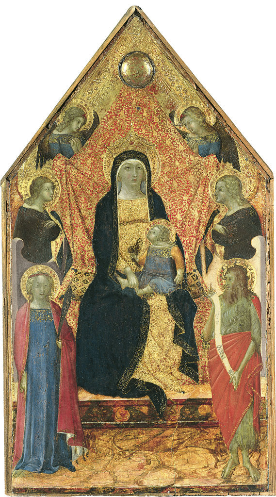 Detail of The Virgin and Child enthroned between four Angels and Saints by Bartolomeo Bulgarini