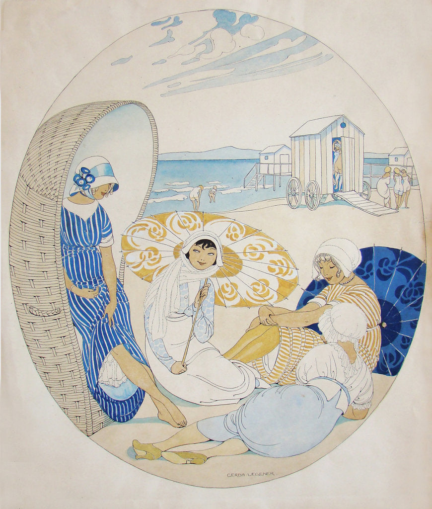 Detail of Chatting on the Danish Beach by Gerda Wegener