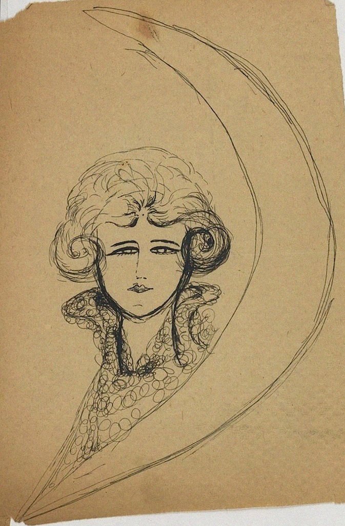 Detail of Self-Portrait by Léona Delcourt