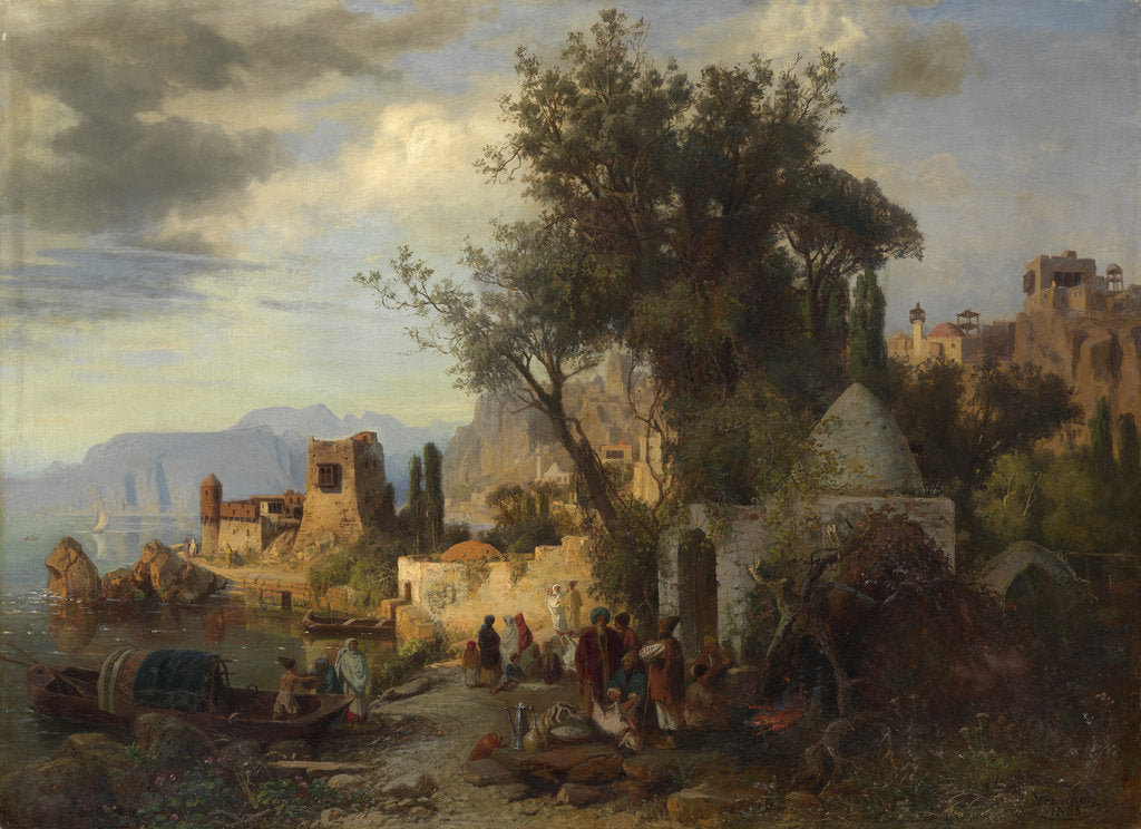 Detail of Evening by the Kura River near Tiflis by Paul von Franken