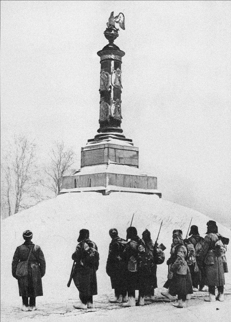 Detail of Soviet soldiers at the monument to the heroes of the War of 1812 in the village of Tarutino Kaluga r by Anonymous