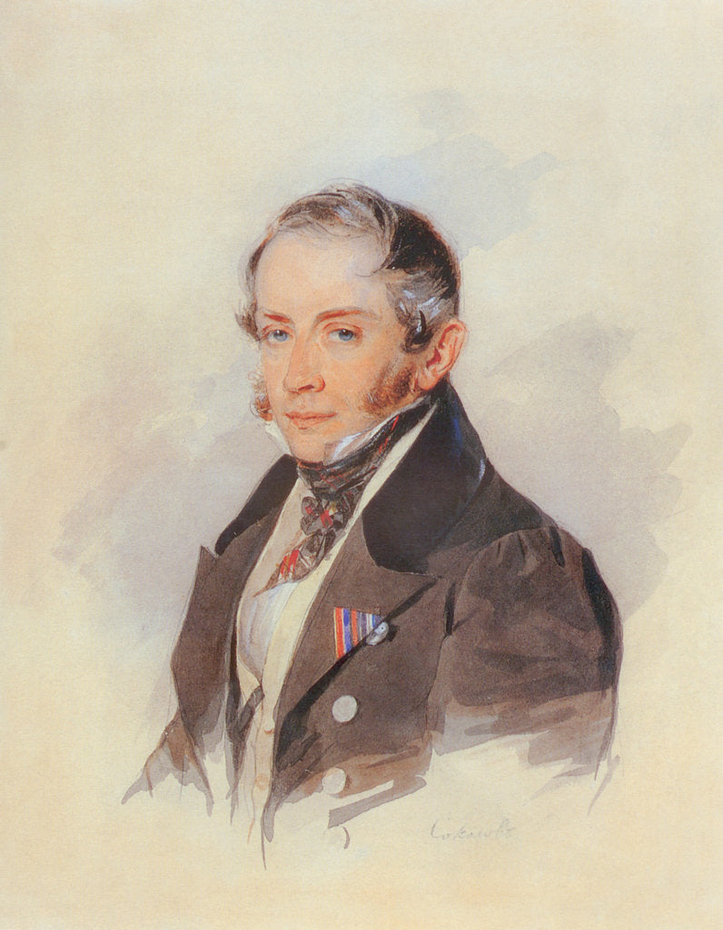 Detail of Portrait of the composer Count Matvey Vielgorsky, 1830s by Pyotr Fyodorovich Sokolov