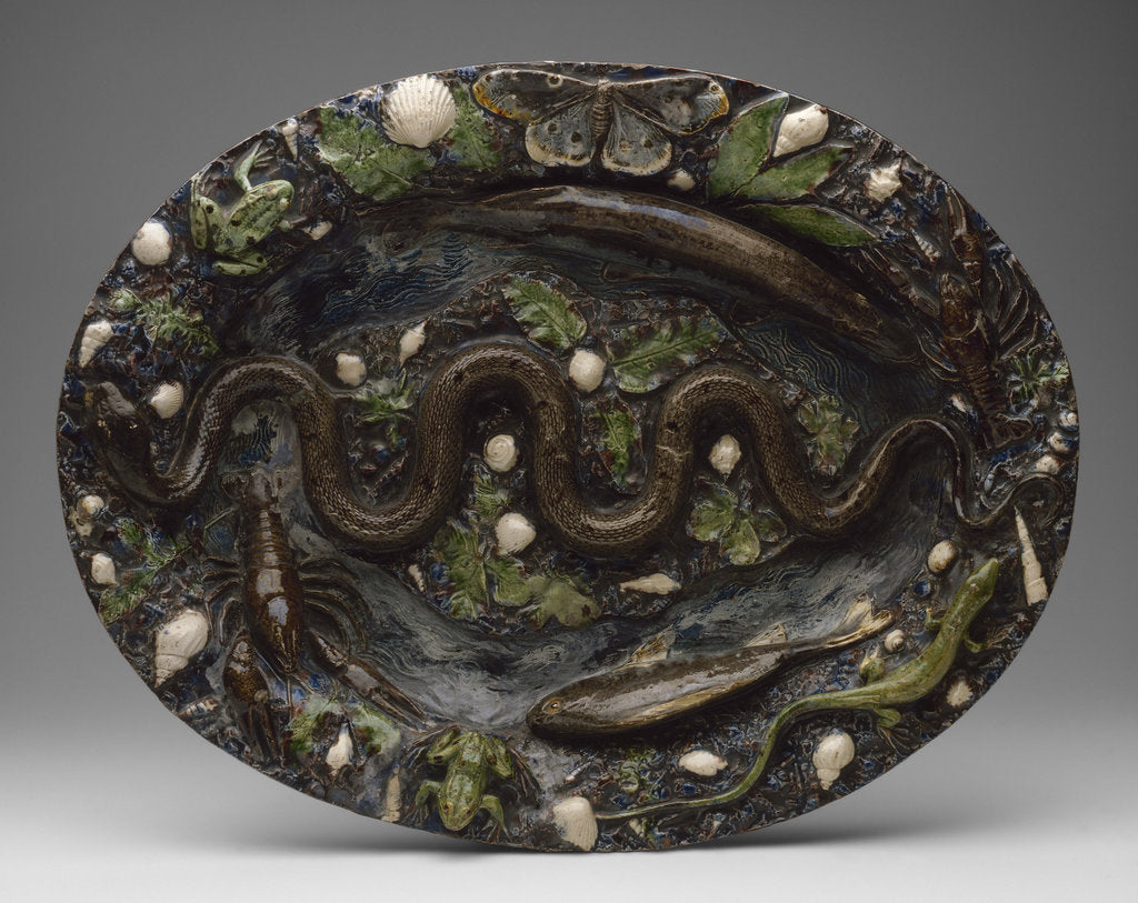 Detail of Rustic Ware: Dish with Animal and Plant Ornaments, Second half of the16th cen by Bernard Palissy
