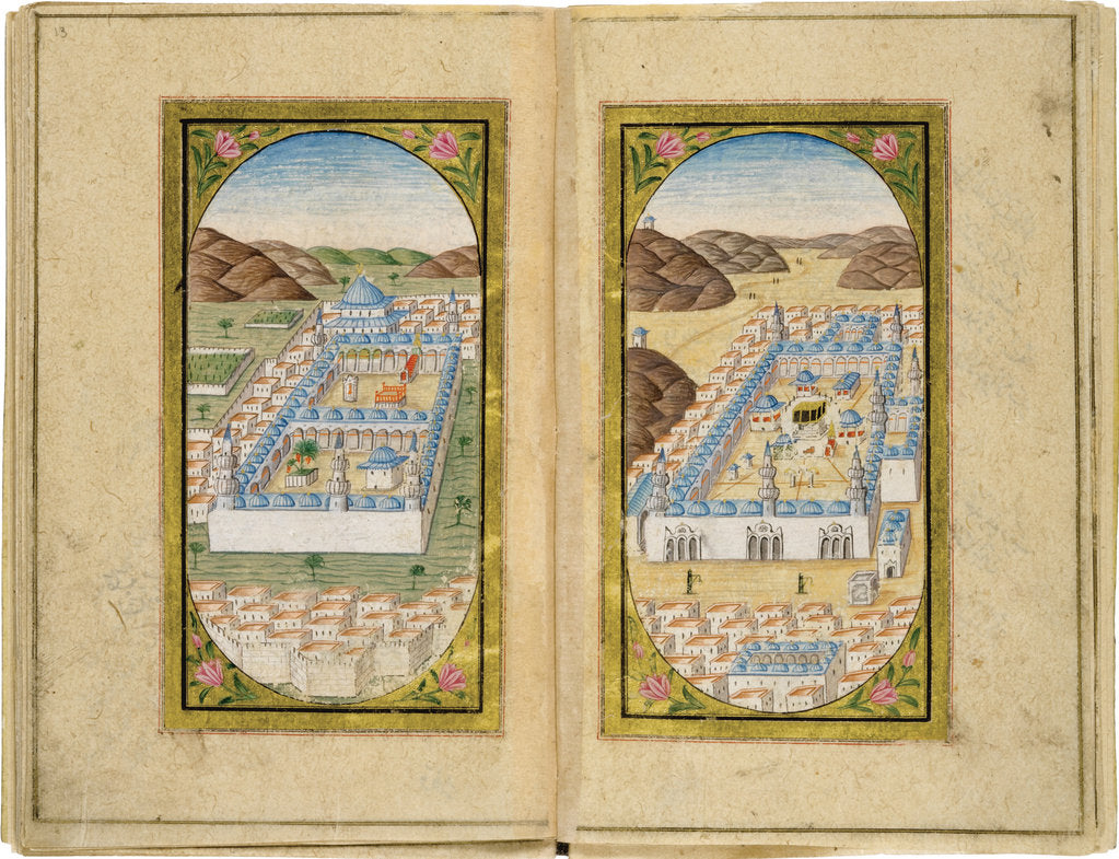 Detail of Al-Masjid al-Nabawi and Masjid al-Haram, 1783 by Mustafa Halimi