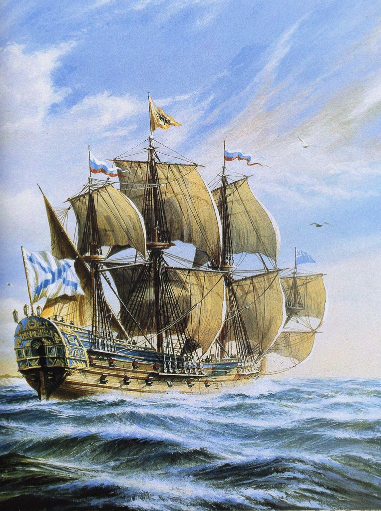 Detail of Russian ship of the line Poltava, 1712 by Anonymous