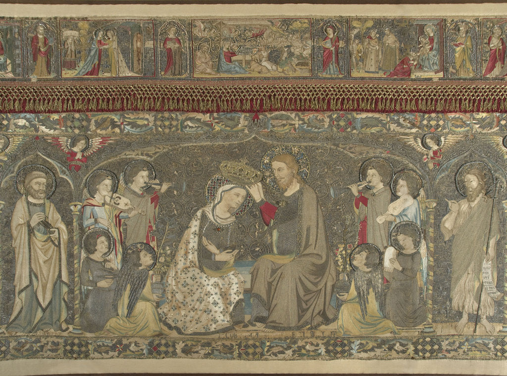 Detail of The Coronation of the Virgin between eight Angels and fourteen Saints (Ecclesiastical embroidery), 1 by Jacopo Cambi