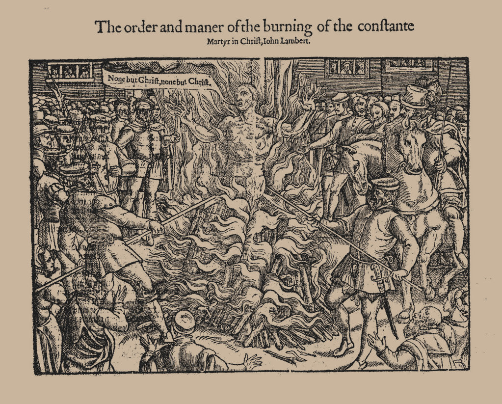 Detail of The order and maner of the burning of the constante Martyr in Christ, John Lambert. (From Acts and M by Anonymous