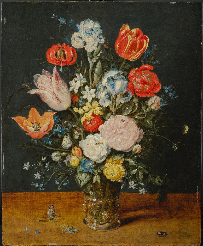 Detail of Flowers in a Glass Beaker, after 1608 by Jan Brueghel the Elder