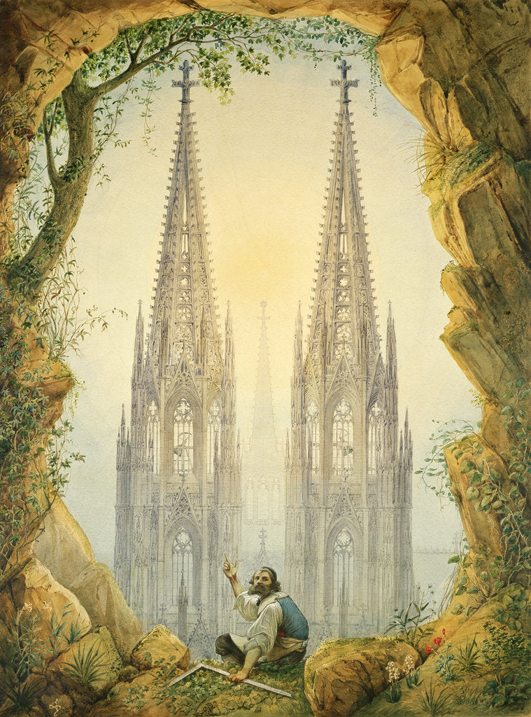 Detail of Vision of the Completed Spires of the Cologne Cathedral, 1861 by Vincenz Statz