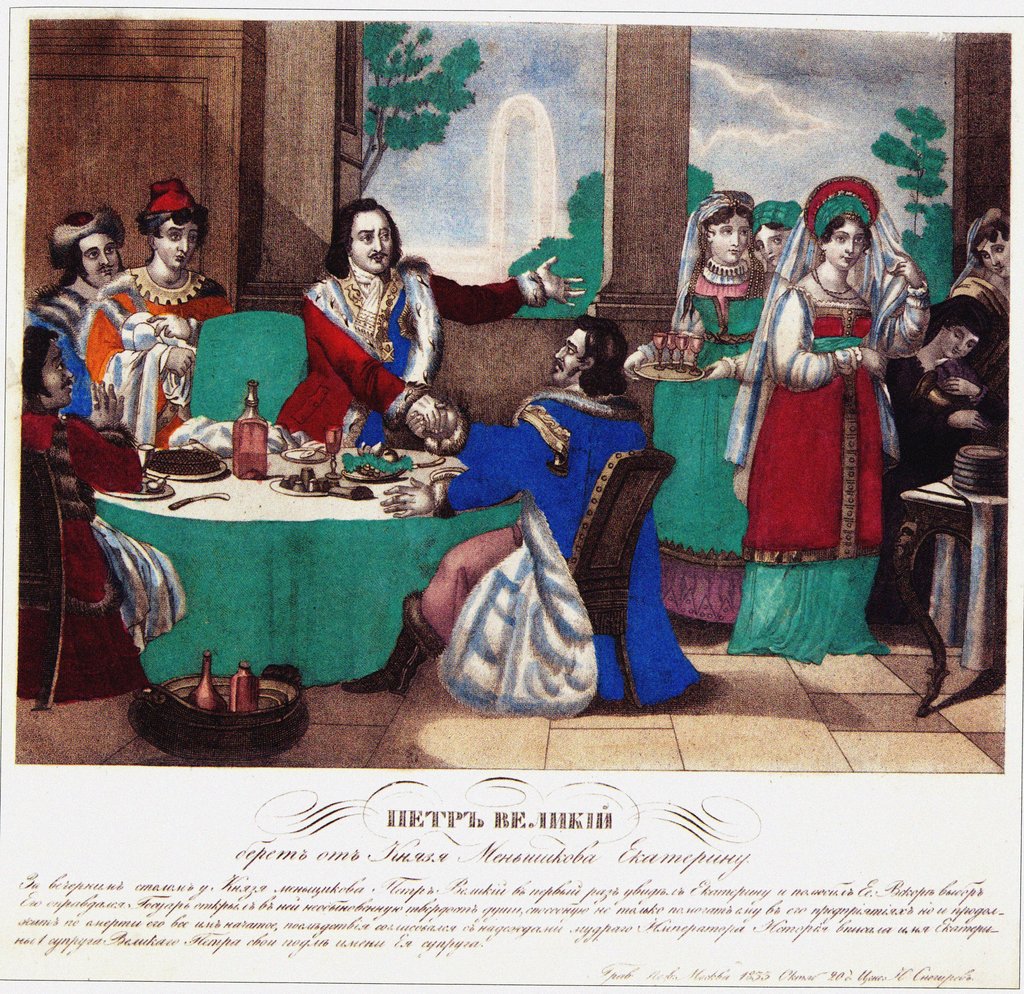 Detail of Peter the Great takes Menshikov Catherine away, 1833 by Russian Master