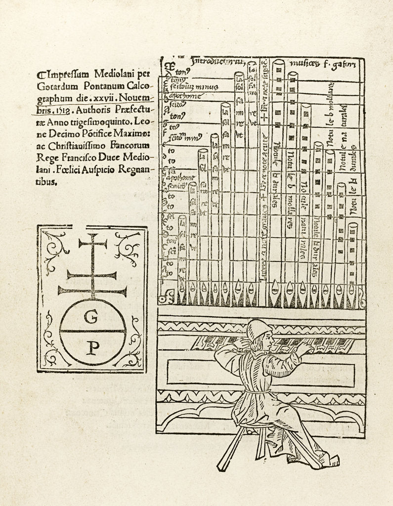 Detail of De harmonia musicorum instrumentorum opus, 1518 by Franchinus Gaffurius
