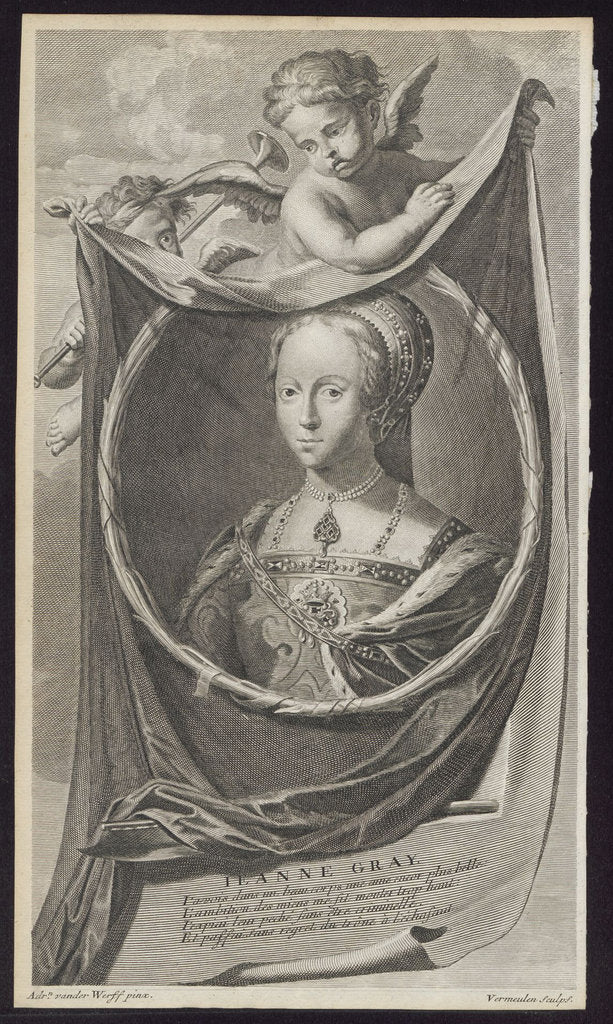 Detail of Jane Grey, 1697 by Cornelis Martinus Vermeulen