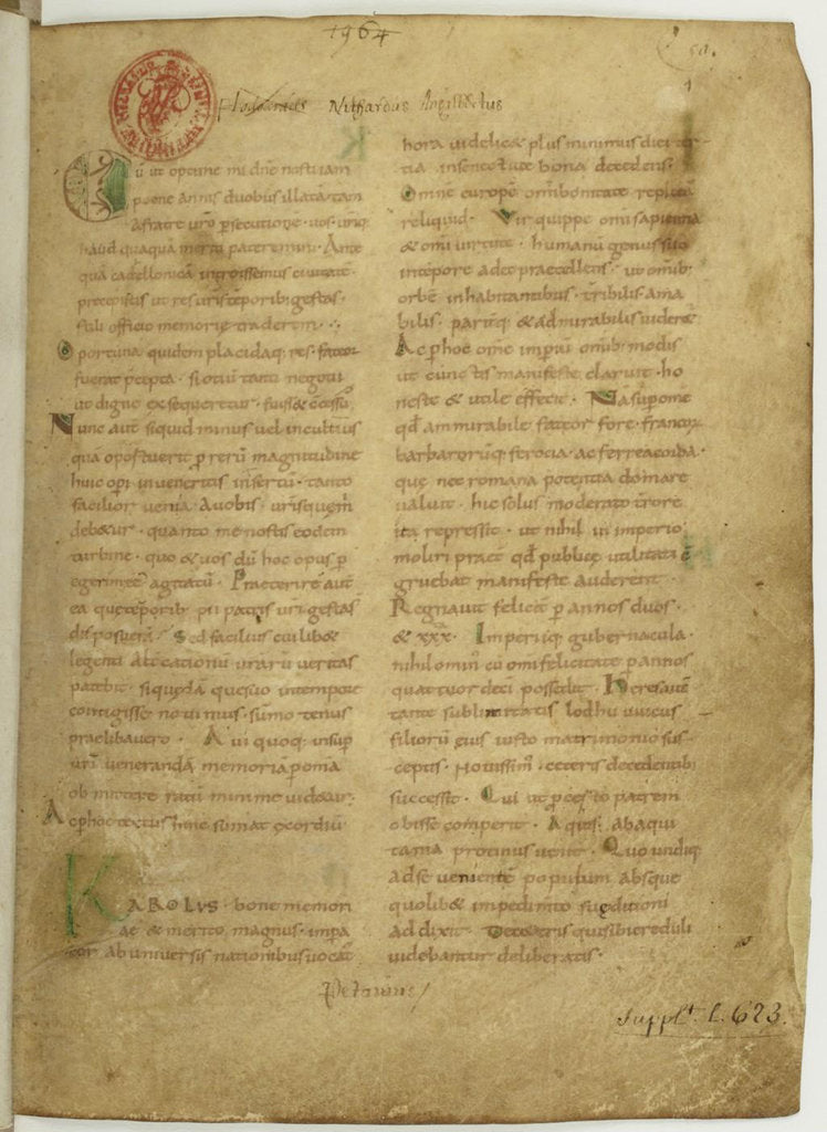 Detail of Historia Brittonum by Nennius. First page of manuscript, 11th century by Anonymous master