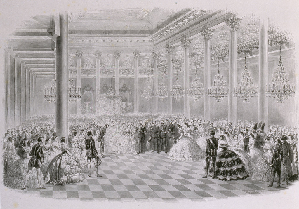 Detail of Ball in the Hall of the Russian Assembly of Nobility on the occasion of the coronation of Emperor Al by Mihály Zichy