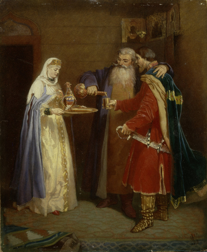 Detail of Boyars welcome (Prince Serebrenni visiting Boyar Morozov), 1865 by Vyacheslav Grigoryevich Schwarz