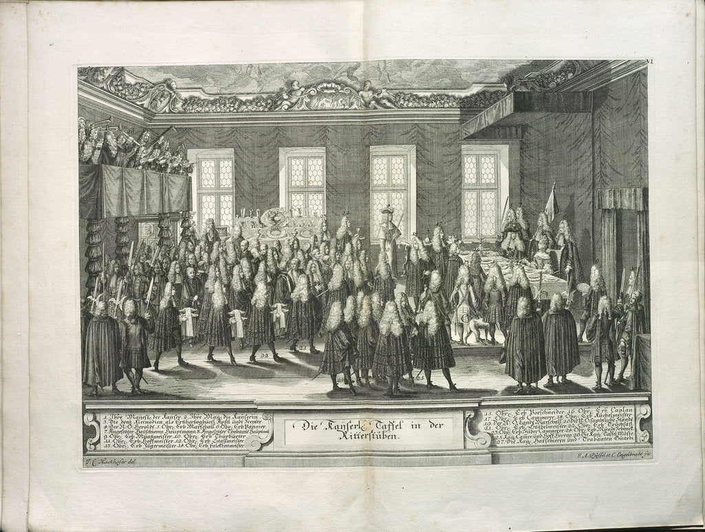 Detail of The Ceremony of Reverence to Joseph I at the Knights Hall of the Hofburg Palace, 1705 by Matthias Steinl
