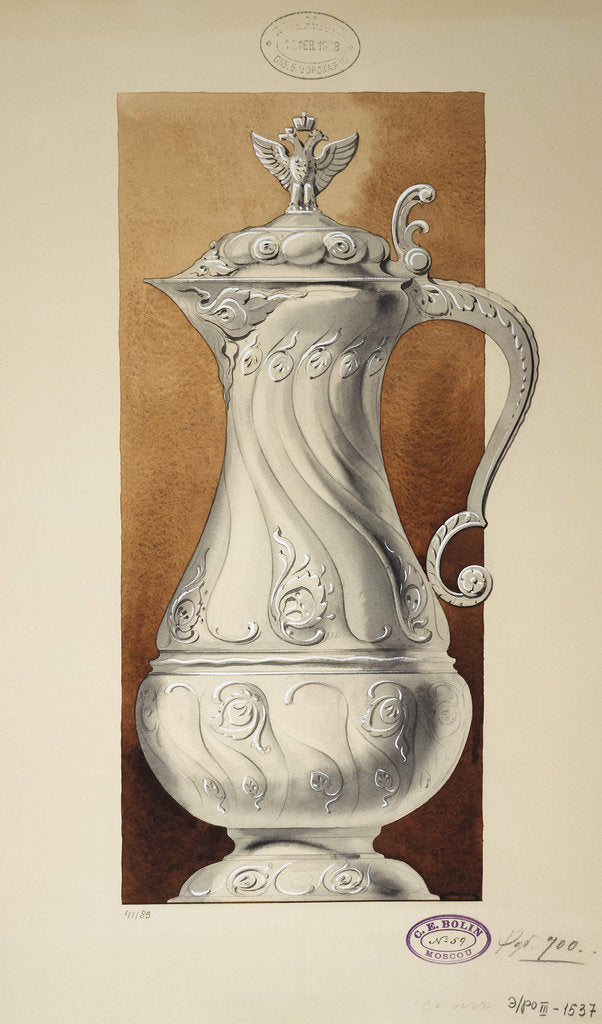 Detail of Design of a Wine Jug. (Series The Dowry of Grand Princess Maria Pavlovna), 1907-1908 by Carl Edvard Bolin company